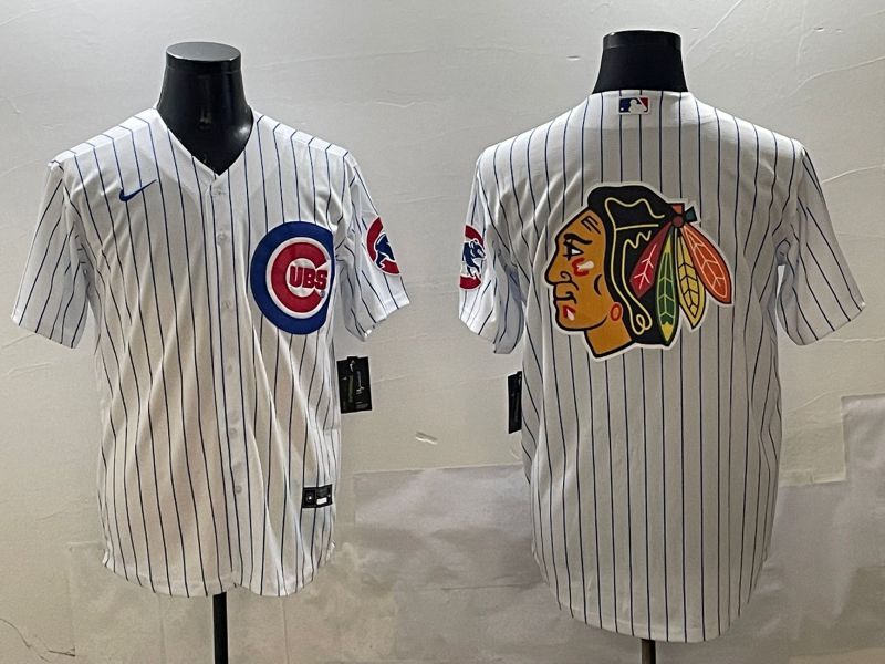 Men Chicago Cubs Blank White Stripe Game 2025 Nike MLB Jersey style 406